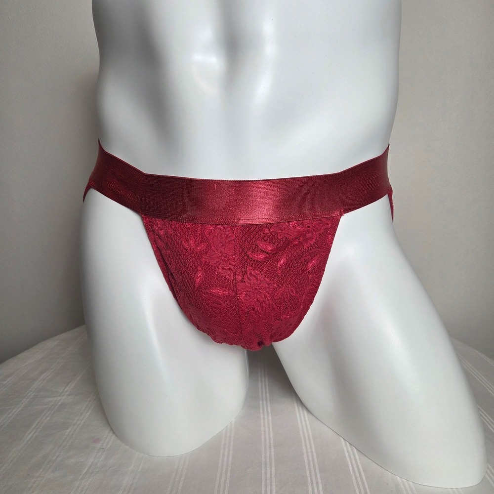 Cosabella Mens Red Floral Lace Brief Satin Waistband Underwear New